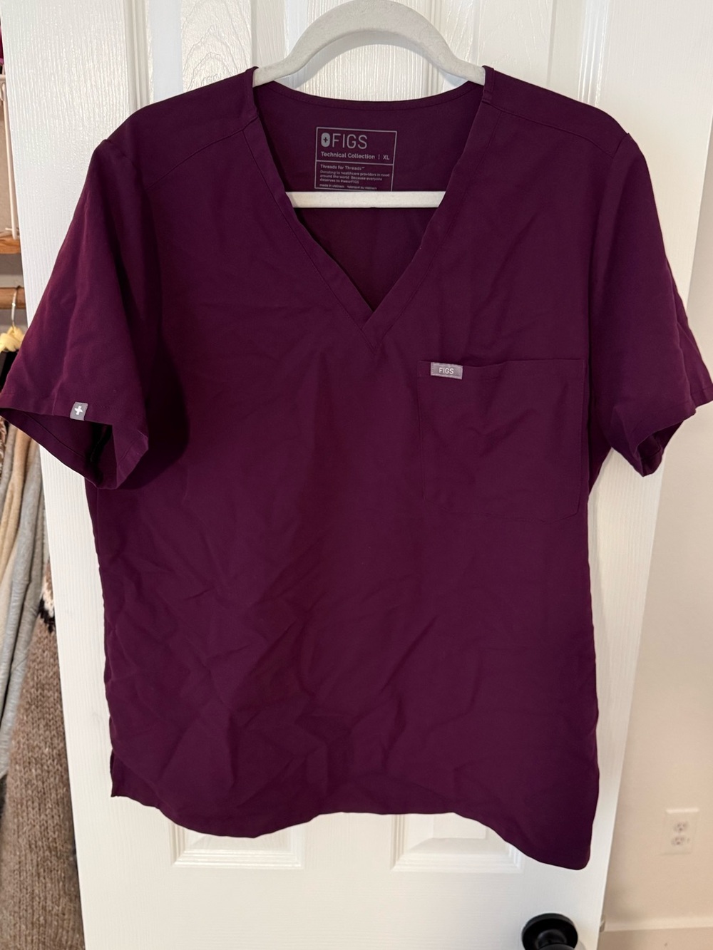 FIGS V-Neck Scrub Top — Deep Plum